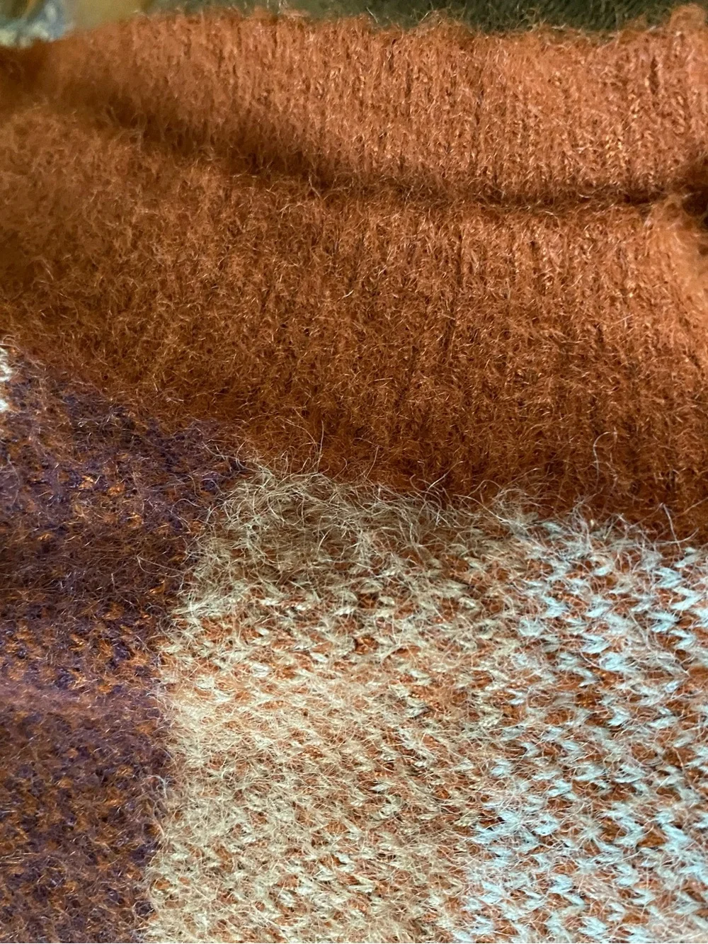 Free People Rust & Mauve Striped Crop Sweater